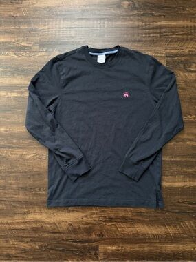 Brooks Brothers Long Sleeve Black Cotton Men’s Tee | 100% Cotton